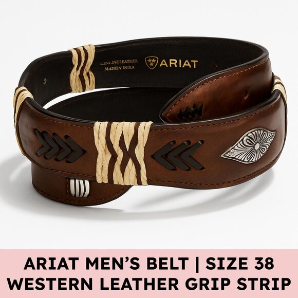 Ariat Other - Ariat Men’s Western Grip Strip Leather Concho Belt Brown Rawhide 38